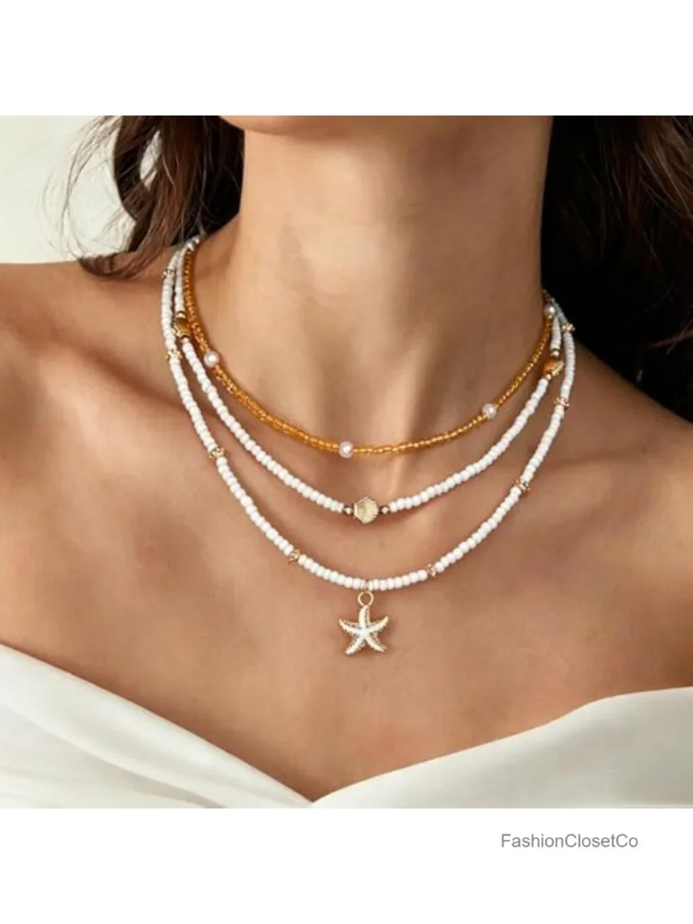 Genuine Seashell & Starfish Boho Necklace, Adjustable Summer Beach Jewelry